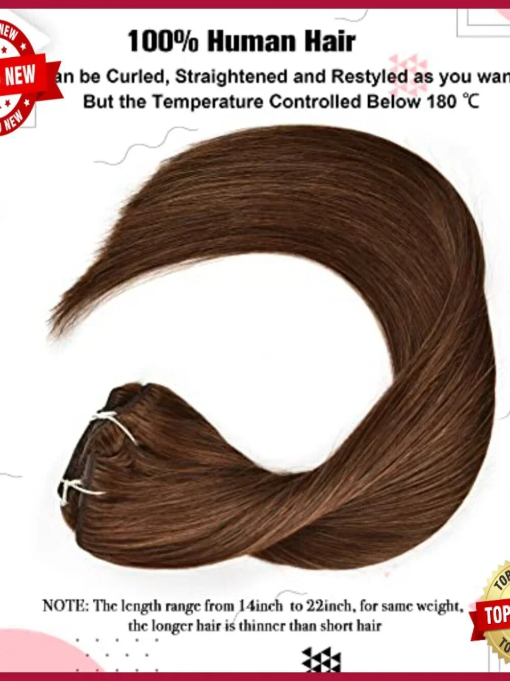 Silky Straight Human Hair Clip-In Extensions 18 Inch 120g 7 Pieces